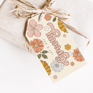 Lasst uns Groovy Vintag Floral Girls Gunst holen Geschenkanhänger