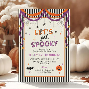 Lasst uns Grusel-Kinder-Halloween-Geburtstagsfeier Einladung