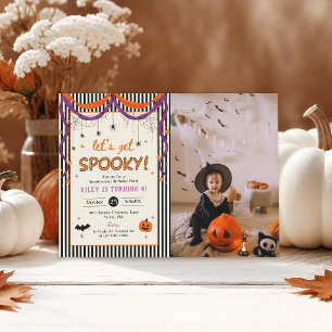 Lasst uns Grusel-Kinder-Halloween-Geburtstagsfotos Einladung