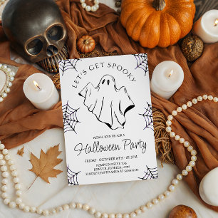Lasst uns Gruselig Geister-Spinnennetz-Halloween-E Einladung