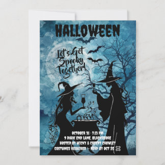 Lasst uns gruselig werden – Blaue Halloween-Einlad Save The Date