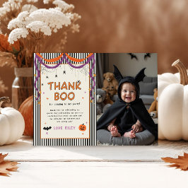 Lasst uns Gruselkinder Halloween-Geburtstagsfoto m Dankeskarte