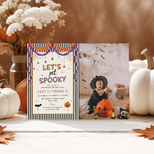 Lasst uns Gruselkinder Halloween-Geburtstagsfoto w Einladung