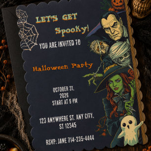 Lasst uns Gruselparty Halloween feiern Einladung