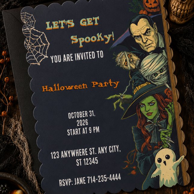 Lasst uns Gruselparty Halloween feiern  Einladung (Von Creator hochgeladen)