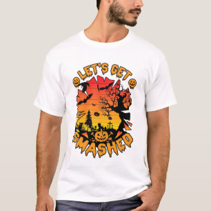 Lasst uns Halloween-Kürbis Gruseliger Baum Flederm T-Shirt