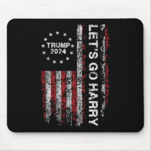 Lasst uns Harry Funny Trump 2024 Flag Vintag gehen Mousepad