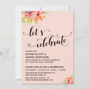 Lasst uns Herzen feiern Script Florals Blush Rosa Einladung