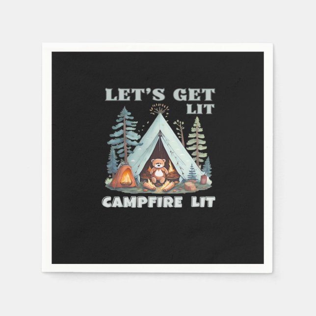 Lasst uns hingehen. Campfire Lit. Vibe Camping Cla Serviette (Vorderseite)