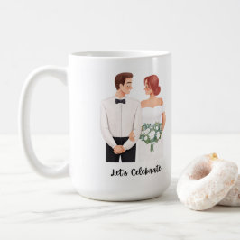 Lasst uns Hochzeitspaar romantische Wasserfarbe fe Kaffeetasse