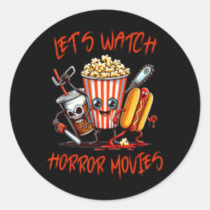 Lasst uns Horrorfilme-Shirt lustiger Halloween-Män Runder Aufkleber