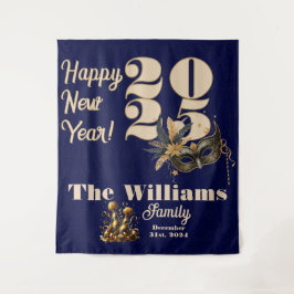 Lasst uns im neuen Party glamourös blau klingeln Wandteppich