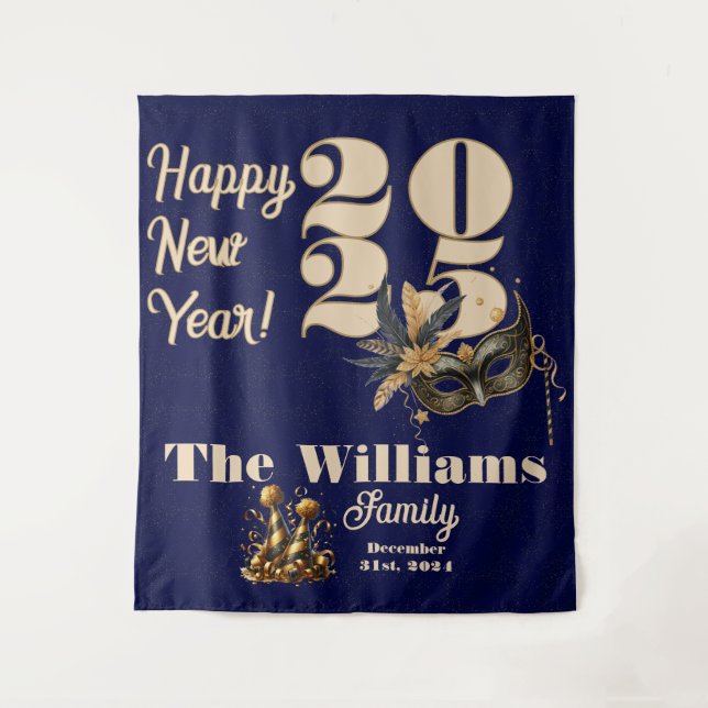 Lasst uns im neuen Party glamourös blau klingeln Wandteppich (Vorderseite)