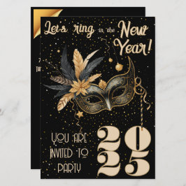 Lasst uns im neuen Party glamourös schwarz klingel Einladung