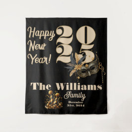 Lasst uns im neuen Party glamourös schwarz klingel Wandteppich