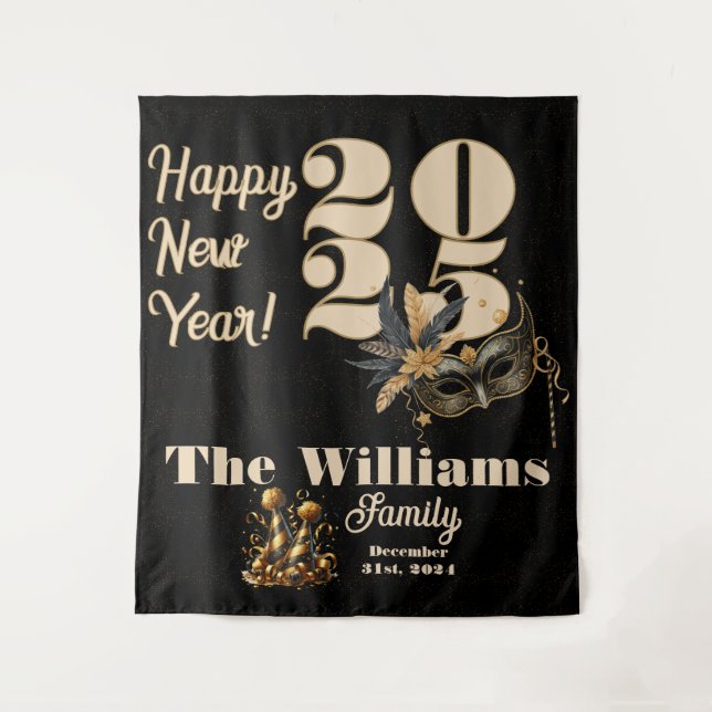 Lasst uns im neuen Party glamourös schwarz klingel Wandteppich (Vorderseite)