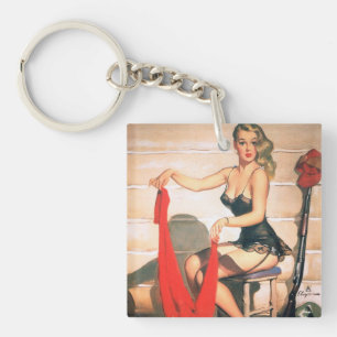 Lasst uns jagen - Vintage Pin-up-Kunst Schlüsselanhänger