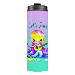 Lasst uns jammen    Oktopus spielt akustische Gita Thermosbecher