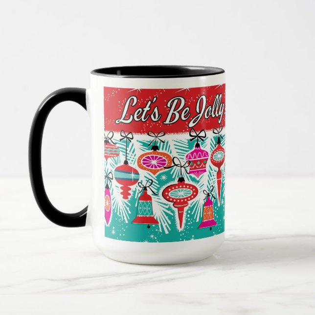 Lasst uns Jolly Retro Weihnachtskaffee-Tasse sein Tasse (Links)