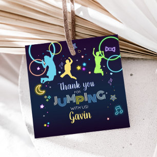 Lasst uns "Jump & Glow Trampolin" Geburtstagsparty Geschenkanhänger