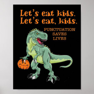 Lasst uns Kinder essen Lustige Coole Halloween-Leh Poster