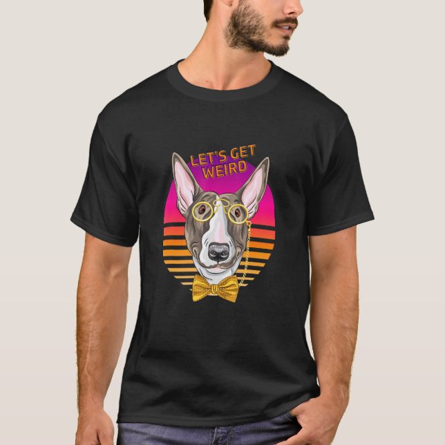 Lasst uns komische Bull Terrier Hunde mit Brillen  T-Shirt (Vorderseite)