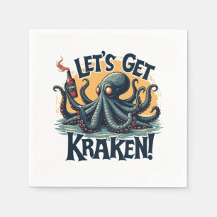 Lasst uns Kraken Funny Rum trinken Kratopus bekomm Serviette