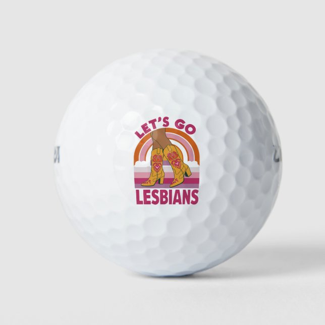 Lasst uns Lesben LGBTQ Pride Monat Cowgirl gehen Golfball (Vorderseite)