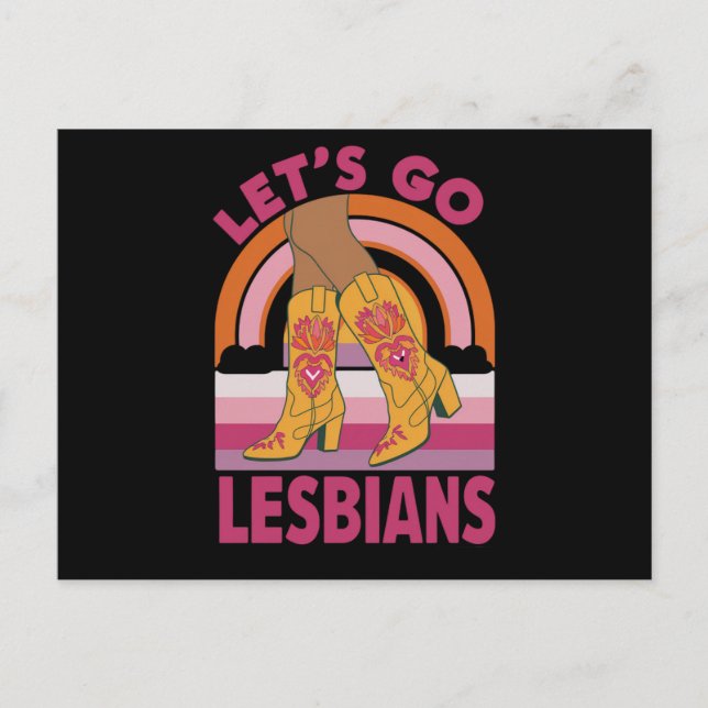 Lasst uns Lesben LGBTQ Pride Monat Cowgirl gehen Postkarte (Vorderseite)