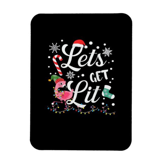Lasst uns Lit Adult Flamingo Weihnachten Magnet (Vertikal)