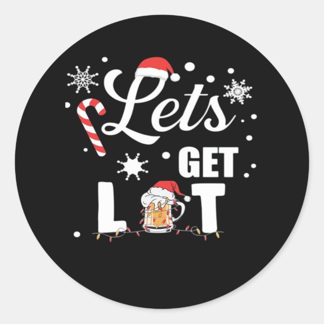 Lasst uns Lit Adult Funny Weihnachten Essentia Wei Runder Aufkleber (Vorderseite)