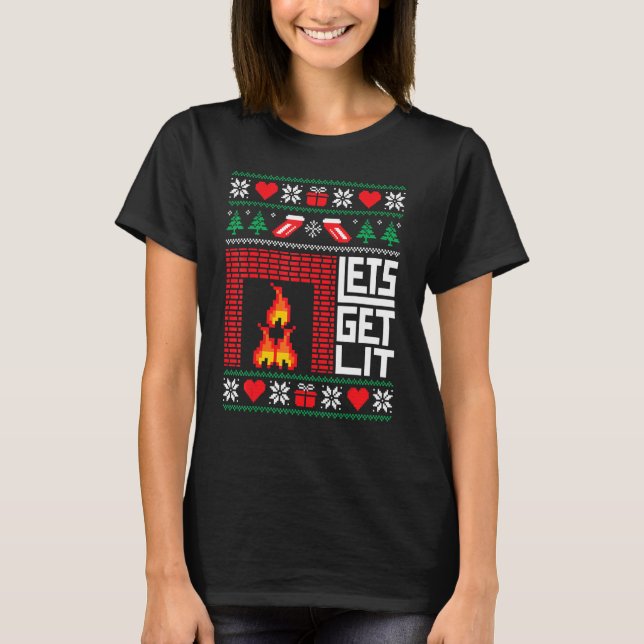 Lasst uns Lit Adult humorvolle Weihnachtsmänner Fr T-Shirt (Vorderseite)