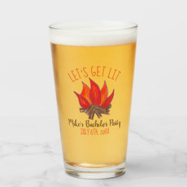 Lasst uns Lit Bachelor Party Stag Do Campire Camp Glas