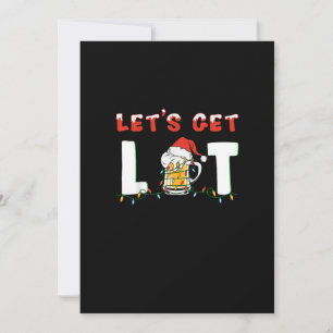 Lasst uns Lit Drinking Bier Weihnachtsmannmütze We Feiertagskarte