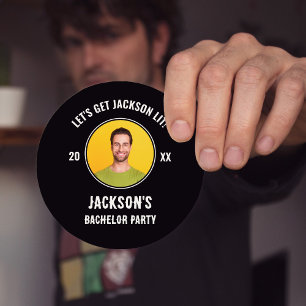 Lasst uns Lit Foto Bachelor Party machen Runder Pappuntersetzer