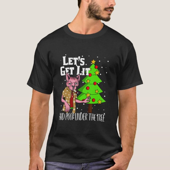 Lasst uns Lit Funny Christmas Pajamas Stoner bekom T-Shirt (Vorderseite)