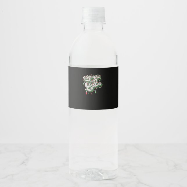 Lasst uns Lit - Funny Drinking Christmas Light Gra Wasserflaschenetikett (Vorderseite)