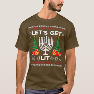 Lasst uns Lit Funny Hanukkah Menorah jüdischen Hol T-Shirt
