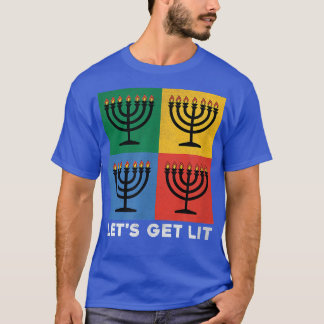 Lasst uns Lit Hanukkah Menorah Funny Holiday holen T-Shirt