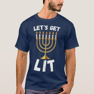 Lasst uns Lit Hanukkah Pajamakah Menorah Nine Cand T-Shirt