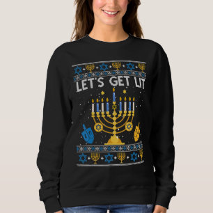 Lasst uns Lit Hanukkah Ugly Jew Menorah jüdischen Sweatshirt