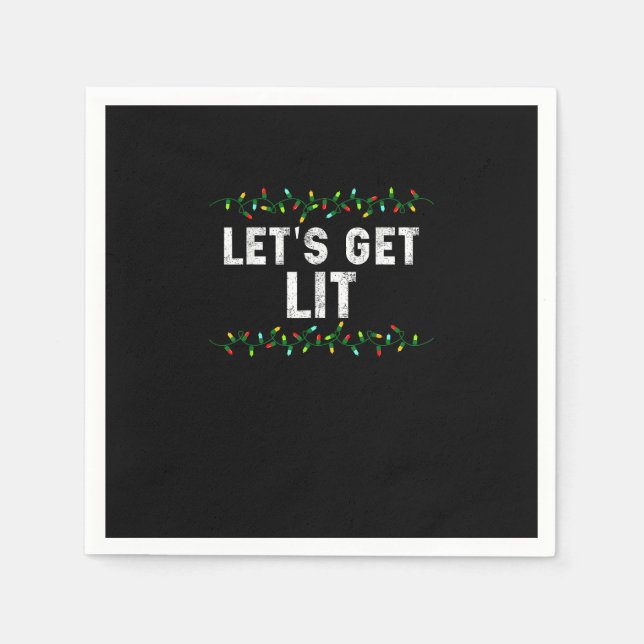 Lasst uns Lit Pajamas Funny Niedlich Lights Weihna Serviette (Vorderseite)