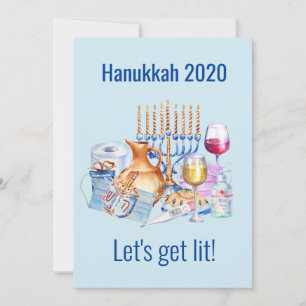 Lasst uns Lit Wine Lover Hanukkah 2020 holen Feiertagskarte