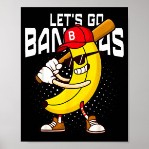 Lasst uns los Bananen-Retro-Bananen-Shirt-Jungs Ki Poster