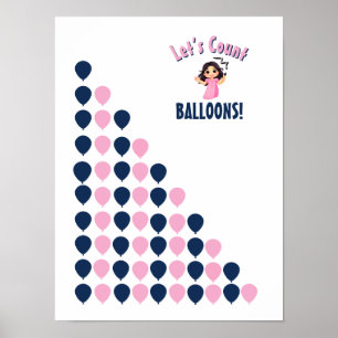 Lasst uns Luftballons zählen! Farbige Zahlen lerne Poster