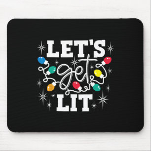 Lasst uns lustige Trink-Santa-Hut-Weihnachtslichte Mousepad