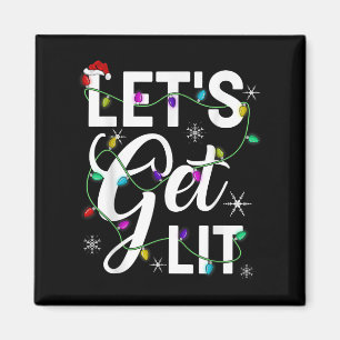 Lasst uns lustige Weihnachtsbeleuchtung Xmas Tee M Magnet
