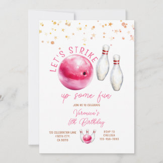 Lasst uns Mädchen zum 5. Geburtstag bowlen gehen P Einladung