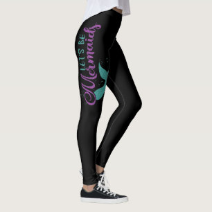 Lasst uns Meerjungfrauen Lila Aquamarinen Glitzer  Leggings