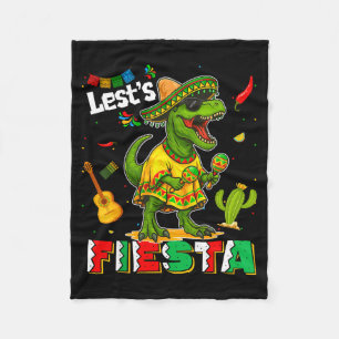 Lasst uns mexikanische Dino T-Rex Cinco de Mayo fe Fleecedecke